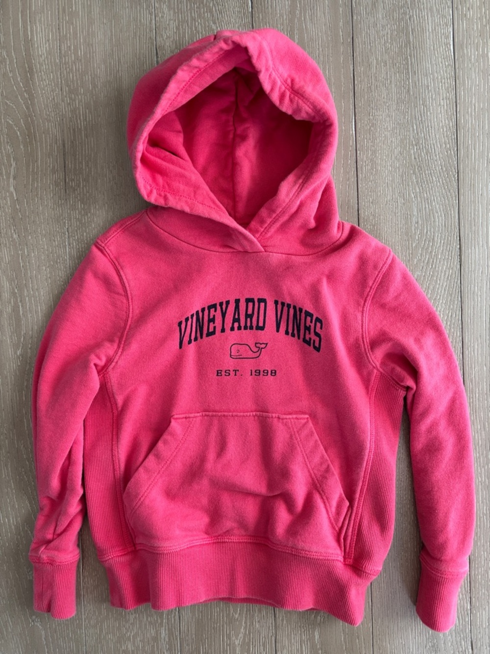 Vineyard Vines Kids Bright Pink Hoodie with Navy Logo